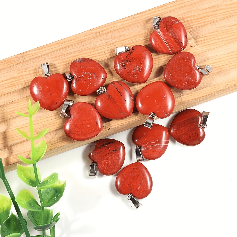 Set of 6 Natural Stone Red Pendant Necklaces